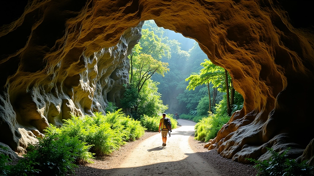 Entrada de las cuevas con senderos accesibles para senderismo suave